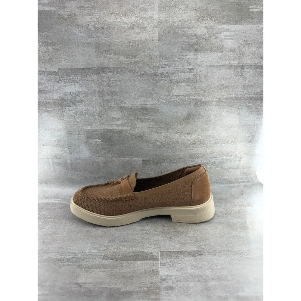 Skechers On-the-GO Bliss Tan Knit Tassel Loafers 159035 Women Sz 8.5